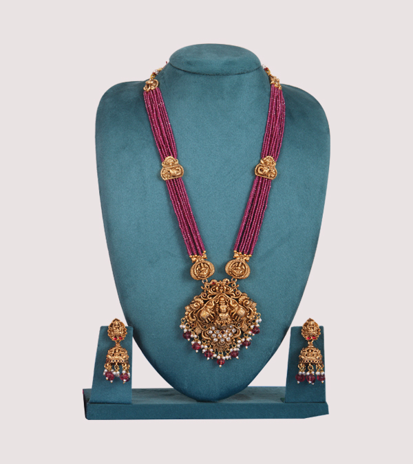 Jadau jewellery with Mahalakshmi Pendant Pink